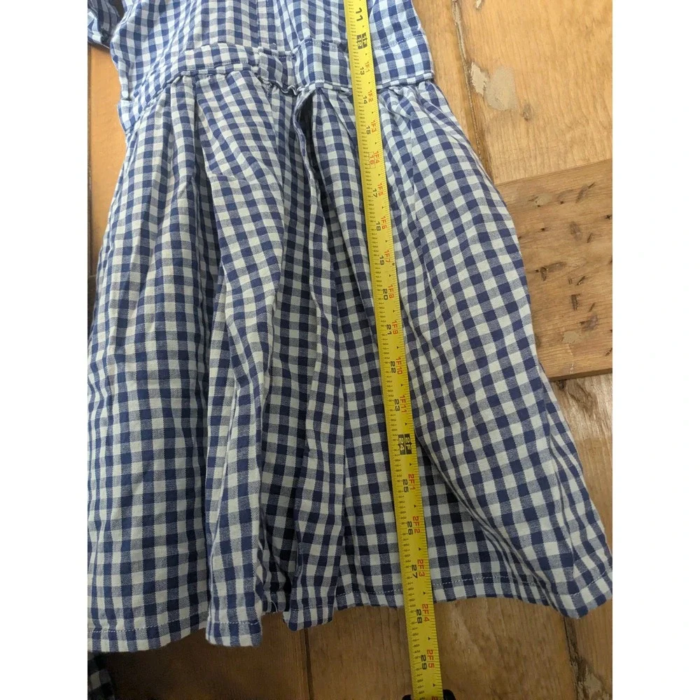 Vintage Handmade Mommy and Me Gingham Dress Set Navy Blue Cottagecore Matching